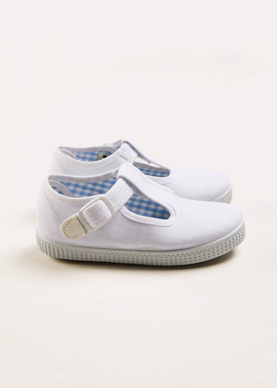 Woven T-Bar Baby Shoes in White (20-26EU) Shoes  from Pepa London