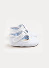 Woven T-Bar Pram Shoes in White (17-20EU) Shoes from Pepa London US