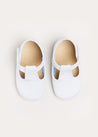 Woven T-Bar Pram Shoes in White (17-20EU) Shoes from Pepa London US