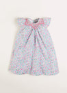 Amelia Floral Print Handsmocked Sleeveless Dress in Pink (12mths-10yrs) Dresses  from Pepa London US