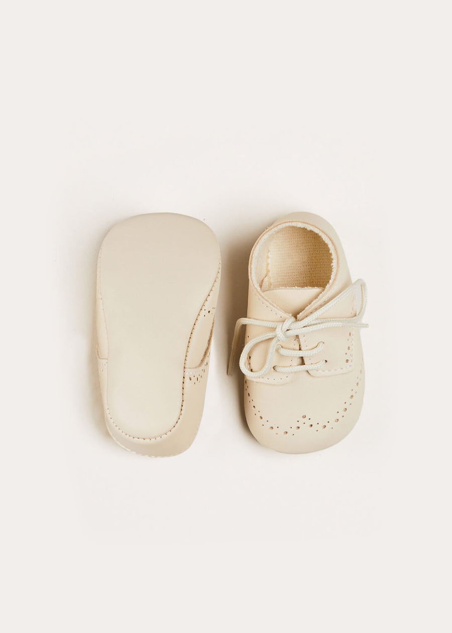Lace-up Celebration Pram Shoes in Beige (17-20EU) SHOES from Pepa London US