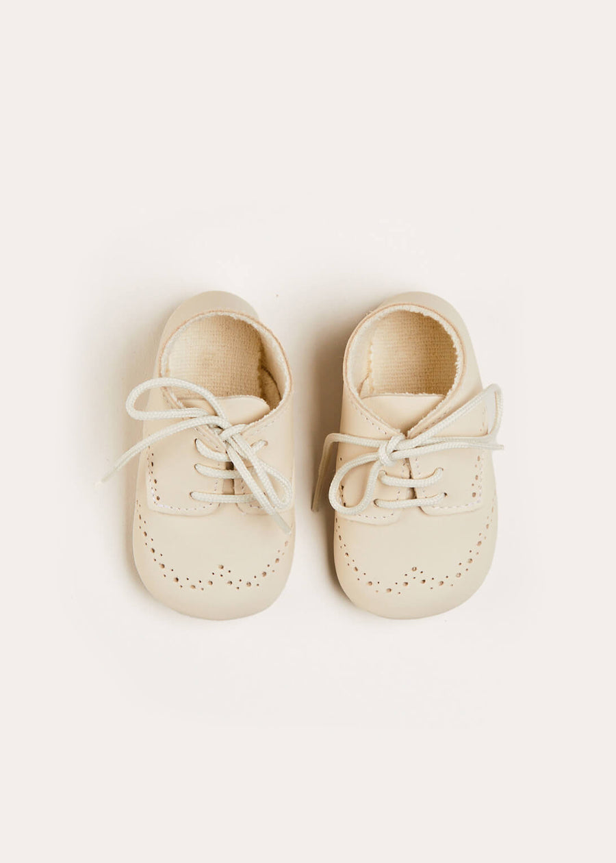 Lace-up Celebration Pram Shoes in Beige (17-20EU) SHOES from Pepa London US