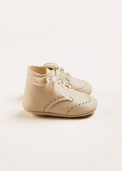 Lace-up Celebration Pram Shoes in Beige (17-20EU) SHOES from Pepa London US
