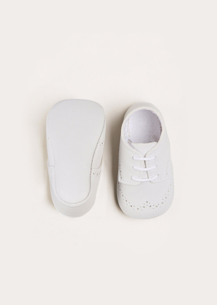 Lace-up Celebration Pram Shoes in Ivory (17-20EU) SHOES from Pepa London US