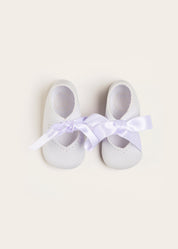 Celebration Ribbon Detail Mary Jane Pram Shoes in White (17-20EU) SHOES from Pepa London US