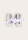 Celebration Ribbon Detail Mary Jane Pram Shoes in White (17-20EU) Shoes  from Pepa London US