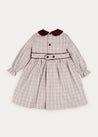 Check Peter Pan Collar Belted Dress In Beige (2-10yrs) DRESSES  from Pepa London US