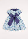 Daphne Floral Print Handsmocked Double Breasted Dress in Blue (12mths-10yrs) Dresses  from Pepa London US