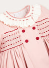 Double Breasted Hand Smocked Collar Dress In Rose Pink (12mths-10yrs) DRESSES  from Pepa London US