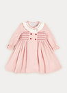 Double Breasted Hand Smocked Collar Dress In Rose Pink (12mths-10yrs) DRESSES  from Pepa London US