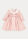 Double Breasted Handsmocked Collar Dress In Rose Pink (12mths-10yrs) DRESSES  from Pepa London US