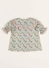 Emilia Floral Print Scallop Detail Short Sleeve Blouse in Green (18mths-10yrs) Blouses  from Pepa London US