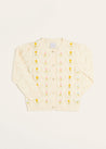 Floral Embroidered Openwork Cardigan in Beige (18mths-10yrs) Knitwear  from Pepa London US