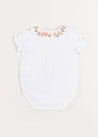Floral Embroidered Short Sleeve Bodysuit in Blue (3mths-2yrs) Tops & Bodysuits  from Pepa London US