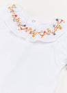 Floral Embroidered Short Sleeve Bodysuit in Blue (3mths-2yrs) Tops & Bodysuits  from Pepa London US