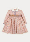 Floral Handsmocked Long Sleeve Collar Dress In Tan (12mths-6yrs) DRESSES  from Pepa London US