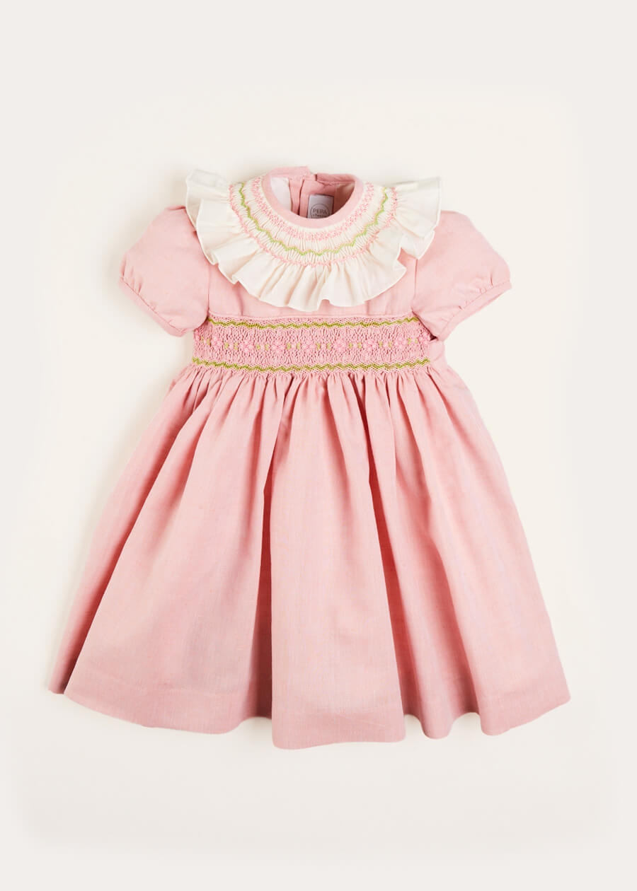 Bib Collar Short Sleeve Dress in Pink (12mths-10yrs) Dresses from Pepa London US