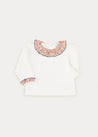 Floral Ruffle Collar Long Sleeve Top In Navy And Tan (18mths-10yrs) TOPS & BODYSUITS from Pepa London US