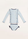 Matilda Floral Print Ruffle Trim Long Sleeve Swim Set in Blue (12mths-6yrs) Swimwear  from Pepa London US