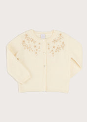 Gold Embroidered Cardigan In Cream (12mths-10yrs) KNITWEAR from Pepa London US