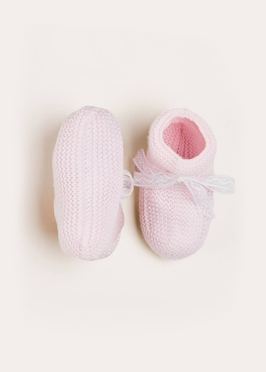 Lace Detail Knitted Booties in Pink Shoes from Pepa London US
