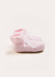 Lace Detail Knitted Booties in Pink Shoes from Pepa London US