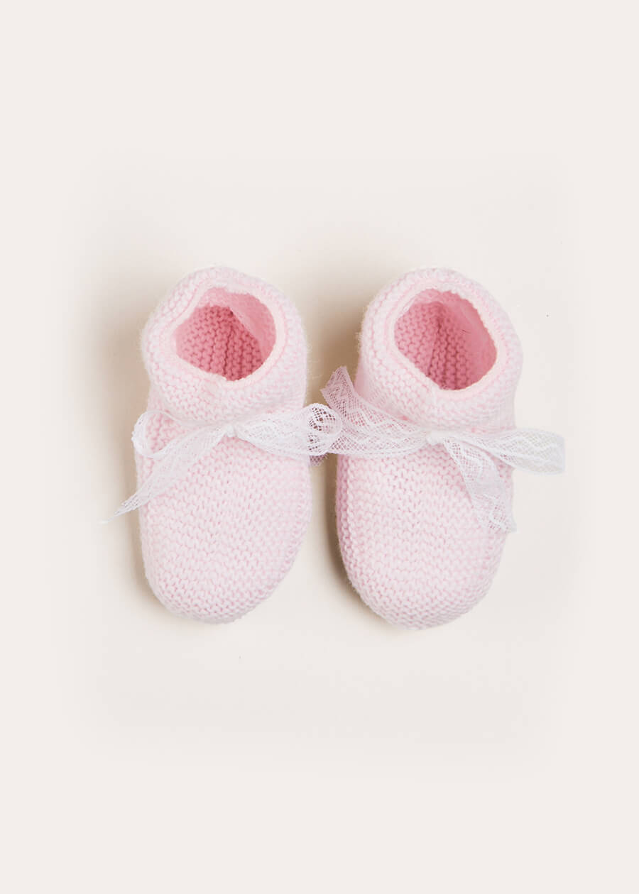 Lace Detail Knitted Booties in Pink Shoes from Pepa London US