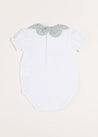 Matilda Floral Print Scallop Collar Short Sleeve Bodysuit in Green (3mths-2yrs) Tops & Bodysuits  from Pepa London