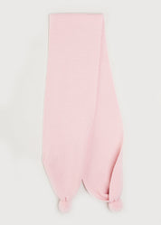 Merino Wool Pom Pom Scarf In Pink KNITTED ACCESSORIES from Pepa London US