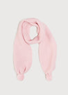 Merino Wool Pom Pom Scarf In Pink KNITTED ACCESSORIES from Pepa London US