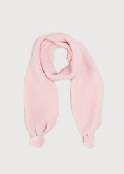Merino Wool Pom Pom Scarf In Pink KNITTED ACCESSORIES from Pepa London US