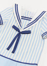 Nautical Striped Pleated Short Sleeve Mariner Dress in Blue (12mths-10yrs) Dresses  from Pepa London US