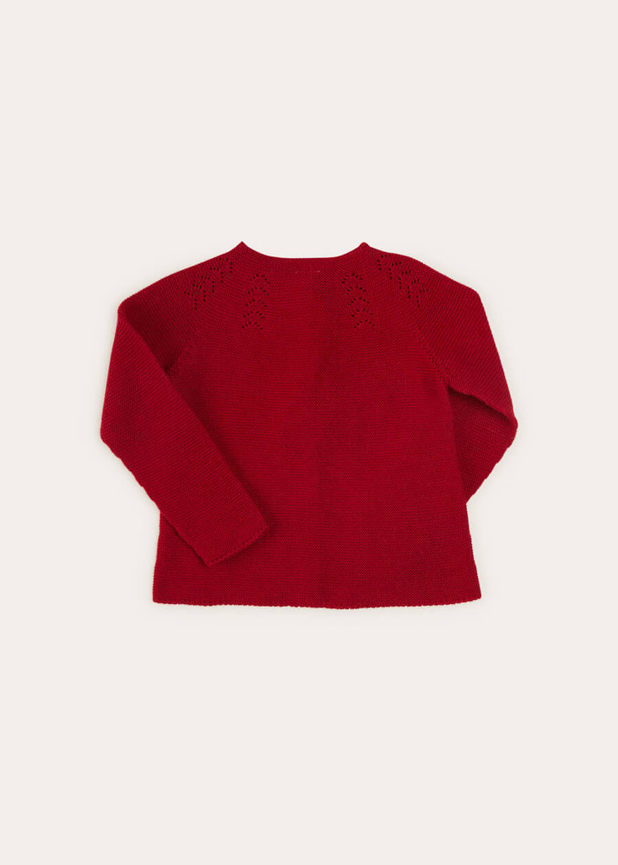 Openwork Cardigan In Burgundy (6mths-10yrs) KNITWEAR from Pepa London US