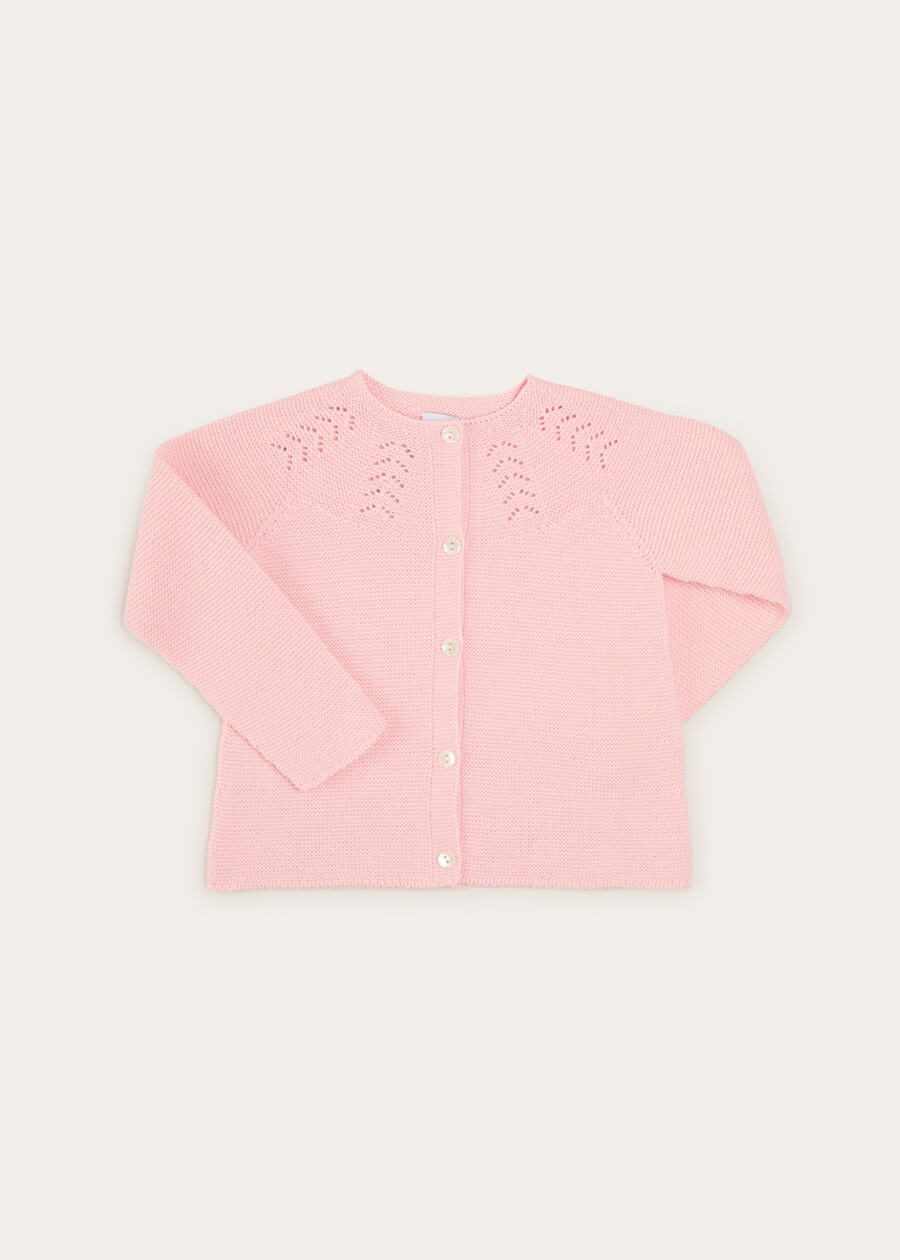 Openwork Cardigan In Pink (6mths-10yrs) KNITWEAR from Pepa London US