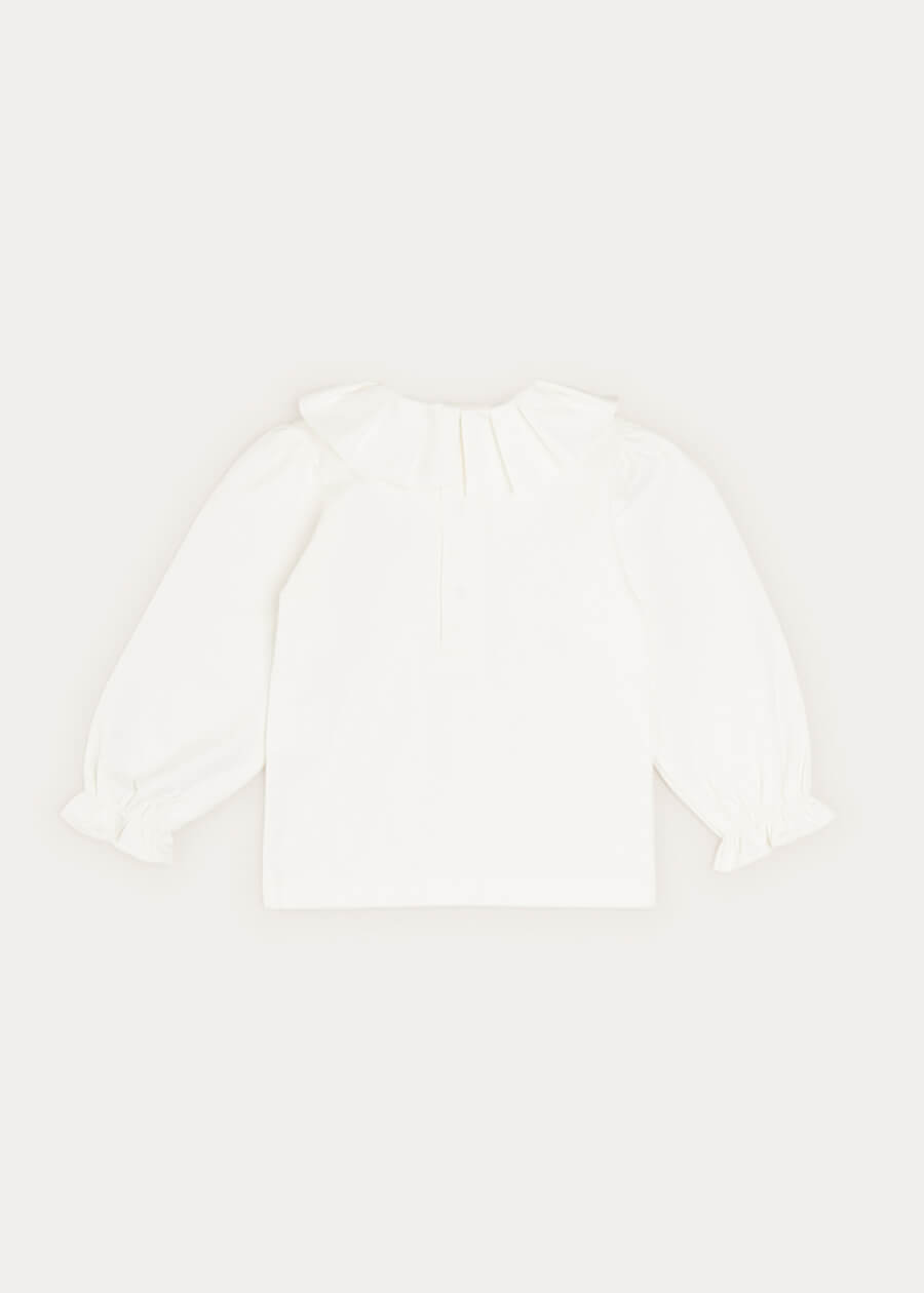 Ruffle Collar Long Sleeve Top In Cream (18mths-10yrs) TOPS & BODYSUITS from Pepa London US