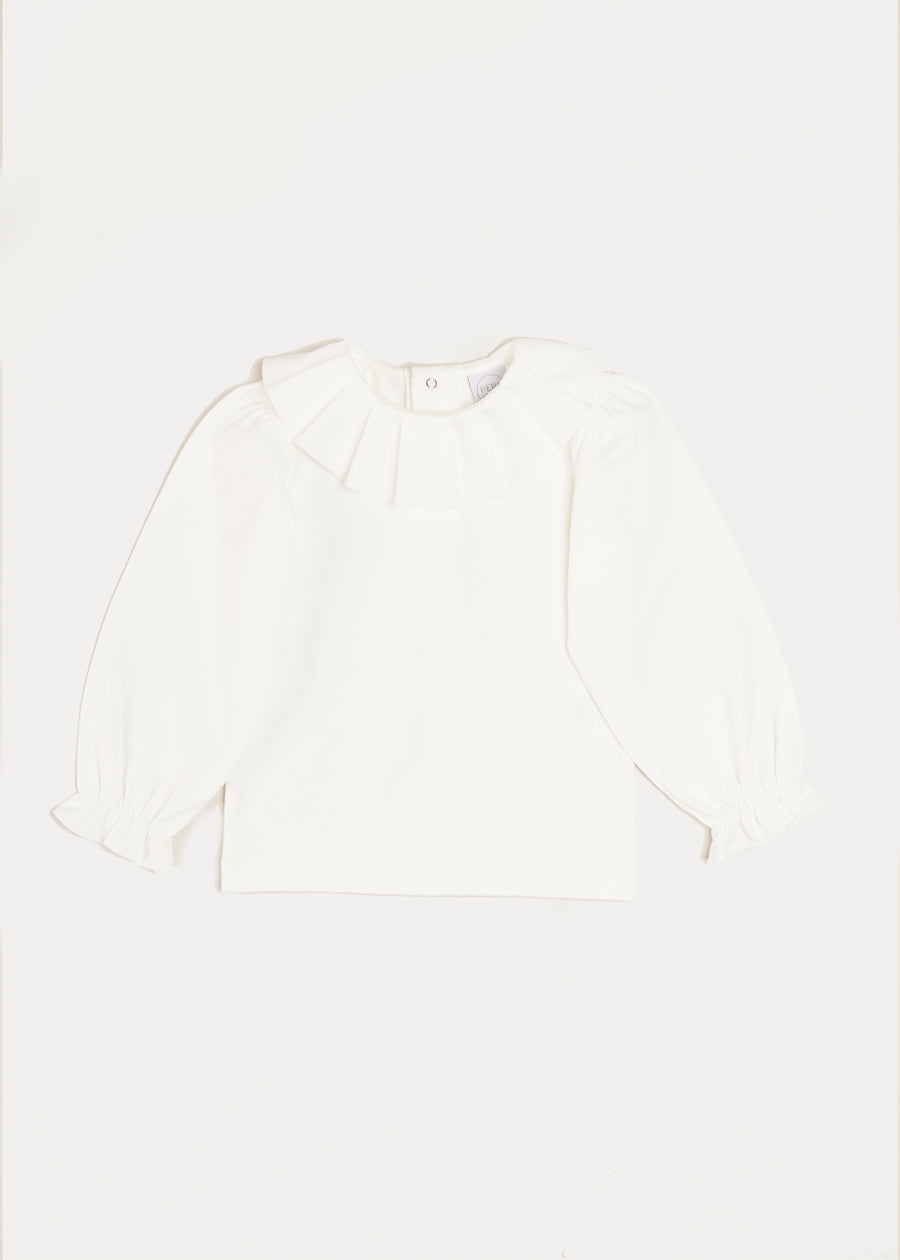 Ruffle Collar Long Sleeve Top In Cream (18mths-10yrs) TOPS & BODYSUITS from Pepa London US