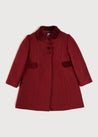 Single Breasted Scallop Detail Coat In Burgundy (12mths-10yrs) COATS  from Pepa London US