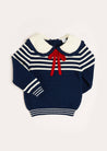Striped Mariner Collar Jumper in Navy (12mths-10yrs) Knitwear  from Pepa London US