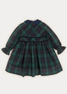 Tartan Ruffle Collar Long Sleeve Dress In Green (12mths-10yrs) DRESSES  from Pepa London US