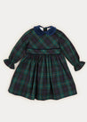 Tartan Ruffle Collar Long Sleeve Dress In Green (12mths-10yrs) DRESSES  from Pepa London US