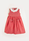 Tulip Collar Smocked Detail Sleeveless Dress in Red (12mths-10yrs) Dresses  from Pepa London US