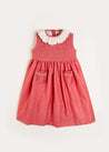 Tulip Collar Smocked Detail Sleeveless Dress in Red (12mths-10yrs) Dresses from Pepa London US