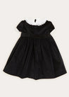 Velvet Handsmocked Short Sleeve Velvet Dress In Black (2-10yrs) DRESSES  from Pepa London US