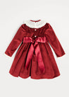 Velvet Lace Collar Long Sleeve Party Dress In Burgundy (2-10yrs) DRESSES  from Pepa London US