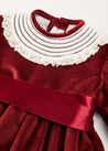 Velvet Lace Collar Long Sleeve Party Dress In Burgundy (2-10yrs) DRESSES  from Pepa London US