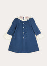 Wool Hand Smocked Collar Long Sleeve Dress In Navy (2-10yrs) DRESSES from Pepa London US