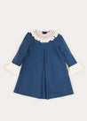 Wool Handsmocked Collar Long Sleeve Dress In Navy (2-10yrs) DRESSES  from Pepa London US