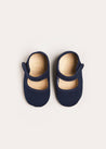 Woven Mary Jane Pram Shoes in Navy (17-20EU) Shoes from Pepa London US