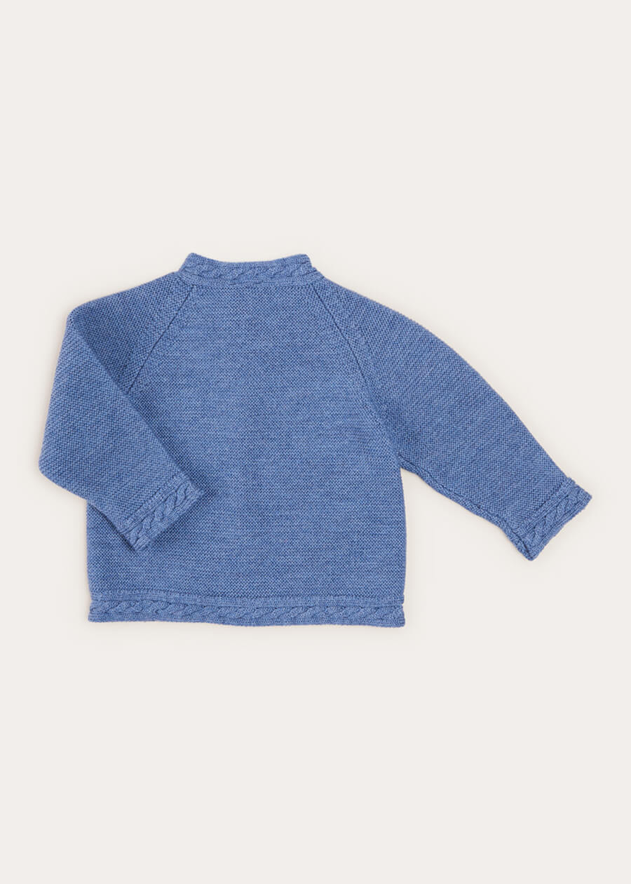 Cable Detail Cardigan In French Blue (6mths-3yrs) KNITWEAR from Pepa London US