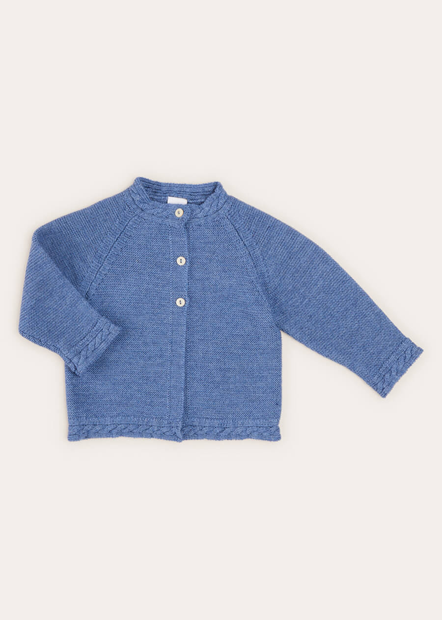 Cable Detail Cardigan In French Blue (6mths-3yrs) KNITWEAR  from Pepa London US